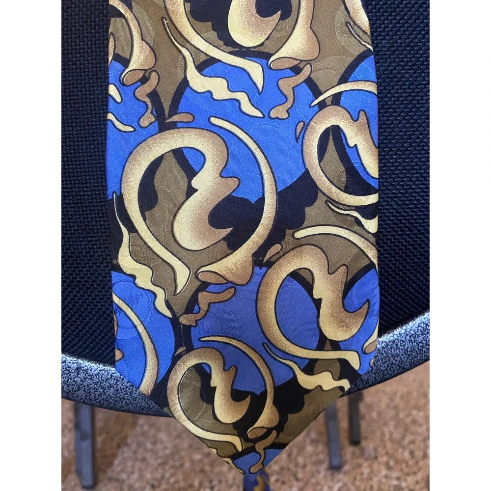 Grateful Dead Steal Your Face First Set Silk Tie Blue Gold Psychedelic Swirl USA